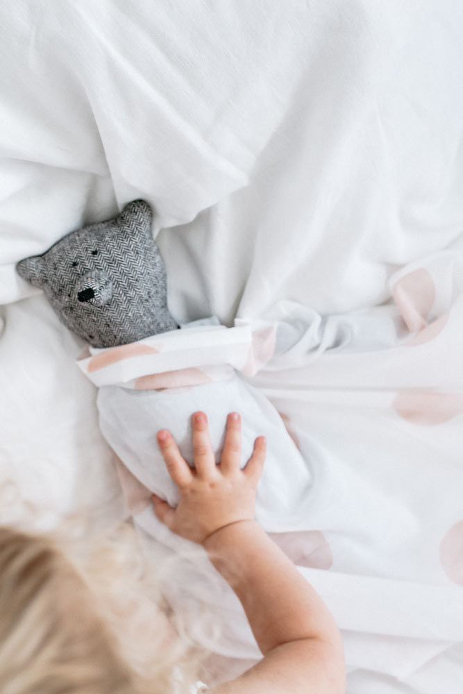 Organic Swaddling Wrap and grey Bear • gifts by the grace files