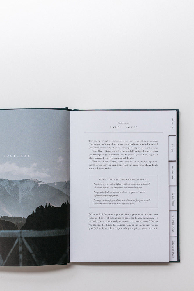 A look inside Care + Notes, a journal by the grace files