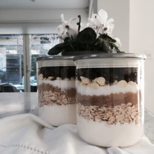 An image showing two jars of hand made cookie dough mix which could make a thoughtful gift for a new mum.